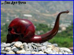 Angry Skull Briar Wood Tobacco Smoking Pipe Bust M-017d by Oguz Simsek