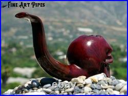 Angry Skull Briar Wood Tobacco Smoking Pipe Bust M-017d by Oguz Simsek