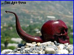 Angry Skull Briar Wood Tobacco Smoking Pipe Bust M-017d by Oguz Simsek