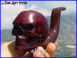 Angry Skull Briar Wood Tobacco Smoking Pipe Bust M-017d by Oguz Simsek