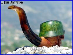 Angry Soldier Skull with Steel Helmet Briar Wood Tobacco Pipe by Oguz Simsek