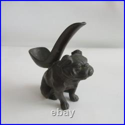 Antique Bulldog Pipe Smoking holder stand AMW Newark New Jersey bronze color