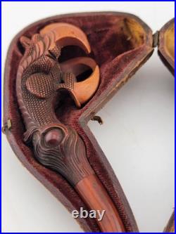 Antique FR rosenstill Germany smoking pipe Dragon Claw Habd Carved. W Orig. Case