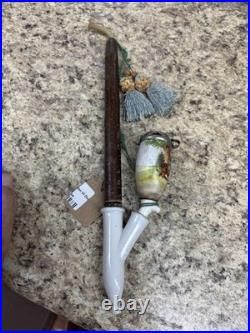 Antique German hunting scene Hand Painted Porcelain Tobacco Pipe Rare
