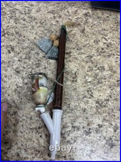 Antique German hunting scene Hand Painted Porcelain Tobacco Pipe Rare