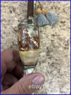 Antique German hunting scene Hand Painted Porcelain Tobacco Pipe Rare