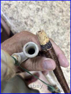 Antique German hunting scene Hand Painted Porcelain Tobacco Pipe Rare