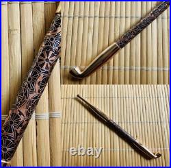 Antique Japanese Kiseru Smoking Pipe Samurai Tobacco Pipe Car Pattern