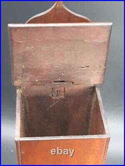 Antique Primitive Walnut American Hanging Tobacco Pipe Box WithLid -New England RI