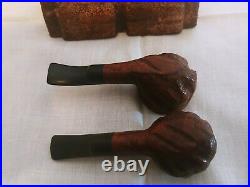 Antique Syroco Smoking Tobacco Pipe holder withHis Nib Carved Briar Wood Pipes