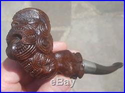 Antique c1927 New Zealand Maori Chief Carved Smoking Pipe ESTATE FIND
