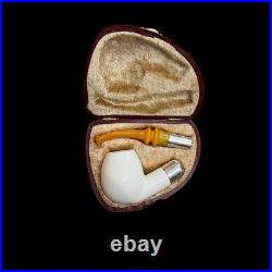 Apple Meerschaum Pipe 925 silver Smooth handmade smoking tobacco pipe 9mm filter