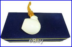 Apple Smooth Meerschaum Pipe Hand Carved With Case White-ish Tobacco Pipe