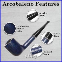 Arcobaleno Pipe Blue Tobacco Pipe, Italian Handmade Wood Pipes Fits 6Mm Pipe