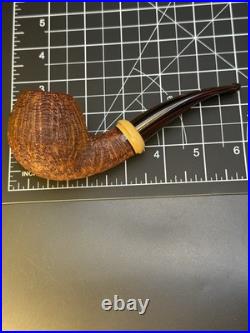 Artisan Brad Pohlmann Unsmoked 2016 Ring Grain Blast Bent Egg Tobacco Pipe