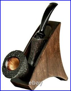 Artisan Briar Pipe Kit Freehand Dublin Tobacco Pipe + Wooden Stand Rack Holder