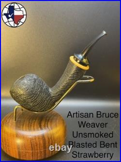 Artisan Bruce Weaver Unsmoked Blasted Bent Strawberry Tobacco Pipe Artisan Bruce Weaver Unsmoked Blasted Bent Strawberry Tobacco Pipe