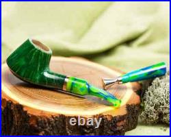 Artisan Green Briar Wood Pipe Volcano with Acrylic Tamper Tobacco pipe set