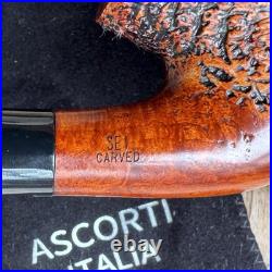 Ascorti Italia Carved Sei Oom Paul Briar Tobacco Pipe Italy Acrylic Stem New