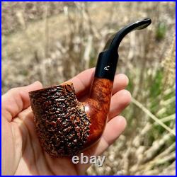 Ascorti Italia Carved Sei Oom Paul Briar Tobacco Pipe Italy Acrylic Stem New