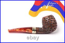 Asikyan Pipe #392/24 Half Bent Apple Art Rusticated Hand Made