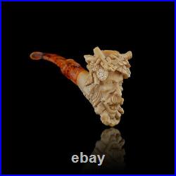 Bacchus head Meerschaum Pipe hand carved smoking pipe tobacco pfeife with case