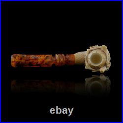 Bacchus head Meerschaum Pipe hand carved smoking pipe tobacco pfeife with case
