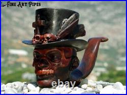 Baron Samedi Briar Wood Tobacco Smoking Pipe Bust by Oguz Simsek