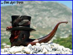 Baron Samedi Briar Wood Tobacco Smoking Pipe Bust by Oguz Simsek