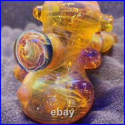 BeerGlass 7 Honey Hammer NS-YELLOW X HONEY Tobacco Pipe Signed Dated & Numbered