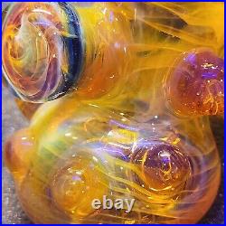 BeerGlass 7 Honey Hammer NS-YELLOW X HONEY Tobacco Pipe Signed Dated & Numbered