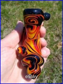 Black Fire Cavalier Glass Tobacco Pipe Sherlock