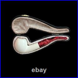 Block Meerschaum Pipe handmade Smooth smoking tobacco pipe unsmoked pipe with fi