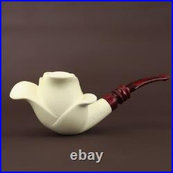 Blooming Rose Figure Smoking Pipe, block Meerschaum New Handmade Custom Case1703