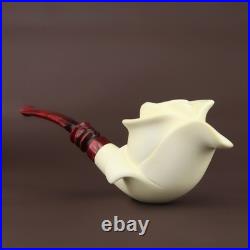 Blooming Rose Figure Smoking Pipe, block Meerschaum New Handmade Custom Case1703