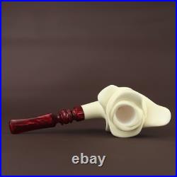 Blooming Rose Figure Smoking Pipe, block Meerschaum New Handmade Custom Case1703