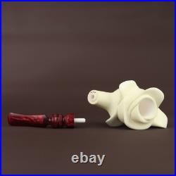 Blooming Rose Figure Smoking Pipe, block Meerschaum New Handmade Custom Case1703