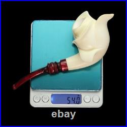 Blooming Rose Figure Smoking Pipe, block Meerschaum New Handmade Custom Case1703
