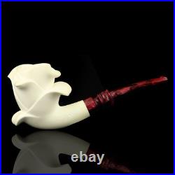 Blooming Rose Figure Smoking Pipe, block Meerschaum New Handmade Custom Case#191