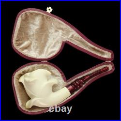 Blooming Rose Figure Smoking Pipe, block Meerschaum New Handmade Custom Case#191