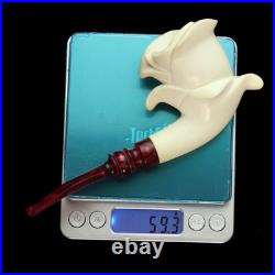 Blooming Rose Figure Smoking Pipe, block Meerschaum New Handmade Custom Case#191