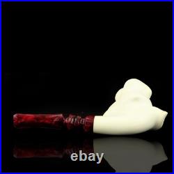 Blooming Rose Figure Smoking Pipe, block Meerschaum New Handmade Custom Case#191