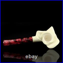 Blooming Rose Figure Smoking Pipe, block Meerschaum New Handmade Custom Case#191