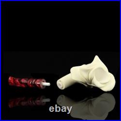 Blooming Rose Figure Smoking Pipe, block Meerschaum New Handmade Custom Case#191