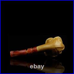 Blooming Rose Figure Smoking Pipe, block Meerschaum New Handmade Custom Case#562