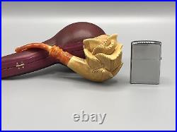 Blooming Rose Figure Smoking Pipe, block Meerschaum New Handmade Custom Case#562