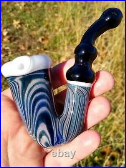 Blue StainedWood Sherlock Holmes Calabash Glass Tobacco Pipe Sherlock (See Desc)