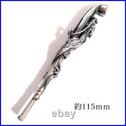 Brass Japanese Short Pipe Dragon Design Smoking Kiseru Silver Oxidized Tobacco