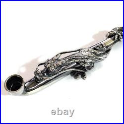 Brass Japanese Short Pipe Dragon Design Smoking Kiseru Silver Oxidized Tobacco