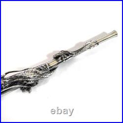 Brass Japanese Short Pipe Dragon Design Smoking Kiseru Silver Oxidized Tobacco